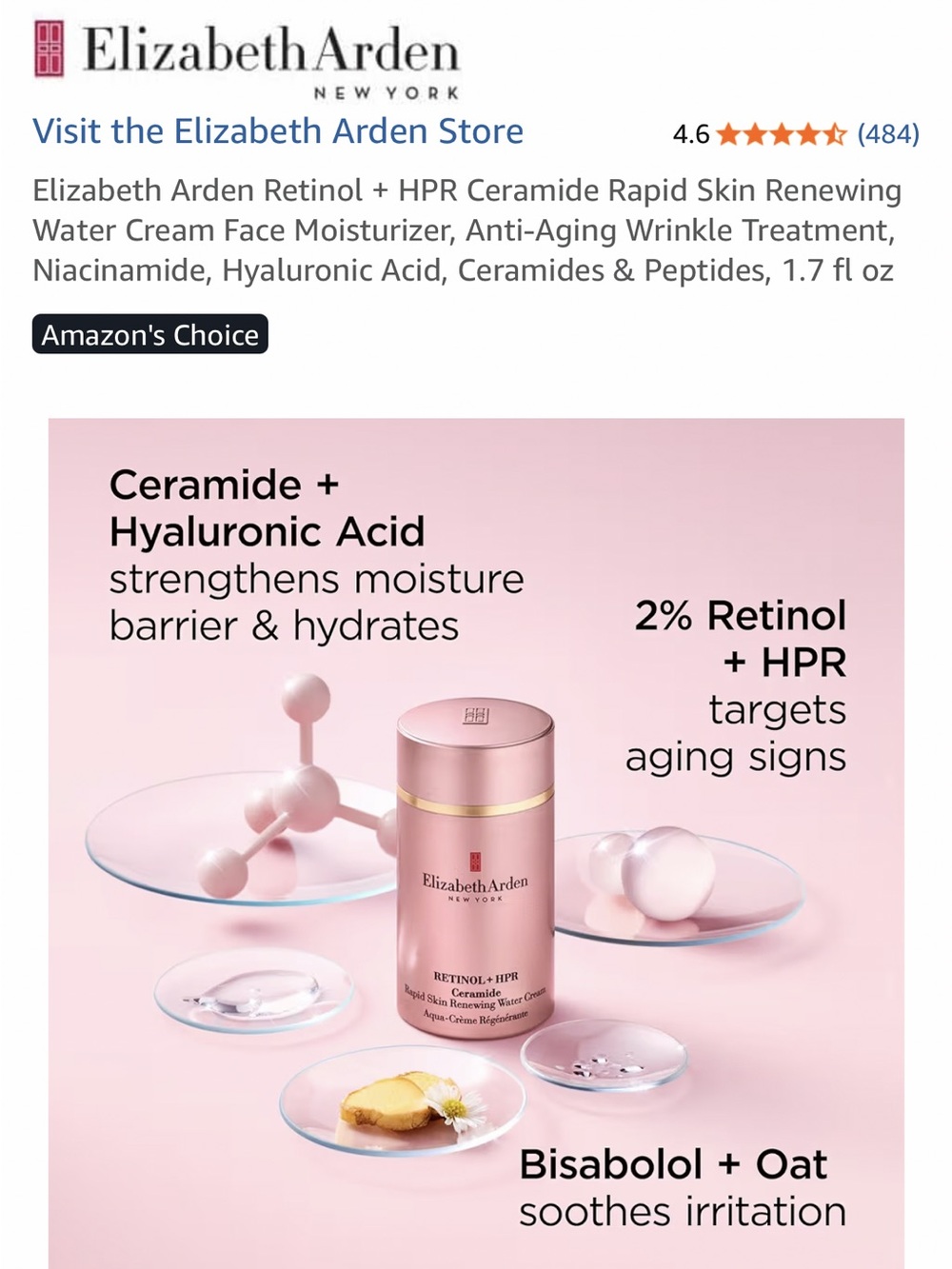 ELIZABETH ARDEN Retinol + HPR Ceramide Rapid Skin Renewing Water Cream - Picture 7 of 9